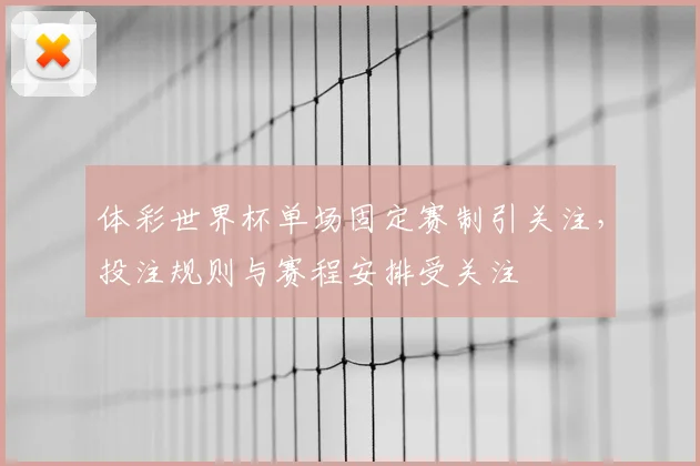 体彩世界杯单场固定赛制引关注，投注规则与赛程安排受关注